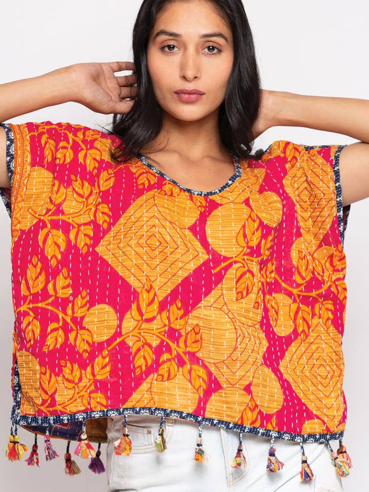 Sevya Handmade - Vente Chemisier – femme - Haut court en kantha de coton5