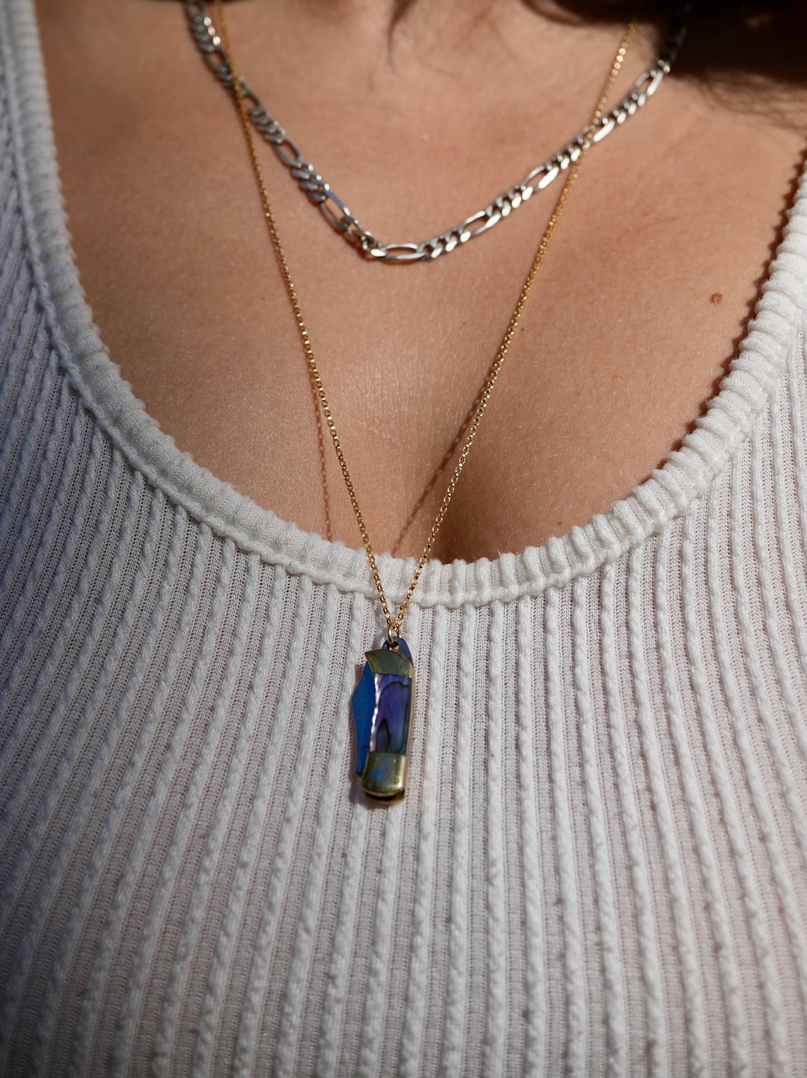 Daddy Daughter Jewelry - Wholesale Pendant/Charm Necklace - Abalone Shell Pocket Knife | Switch Blade Necklace6