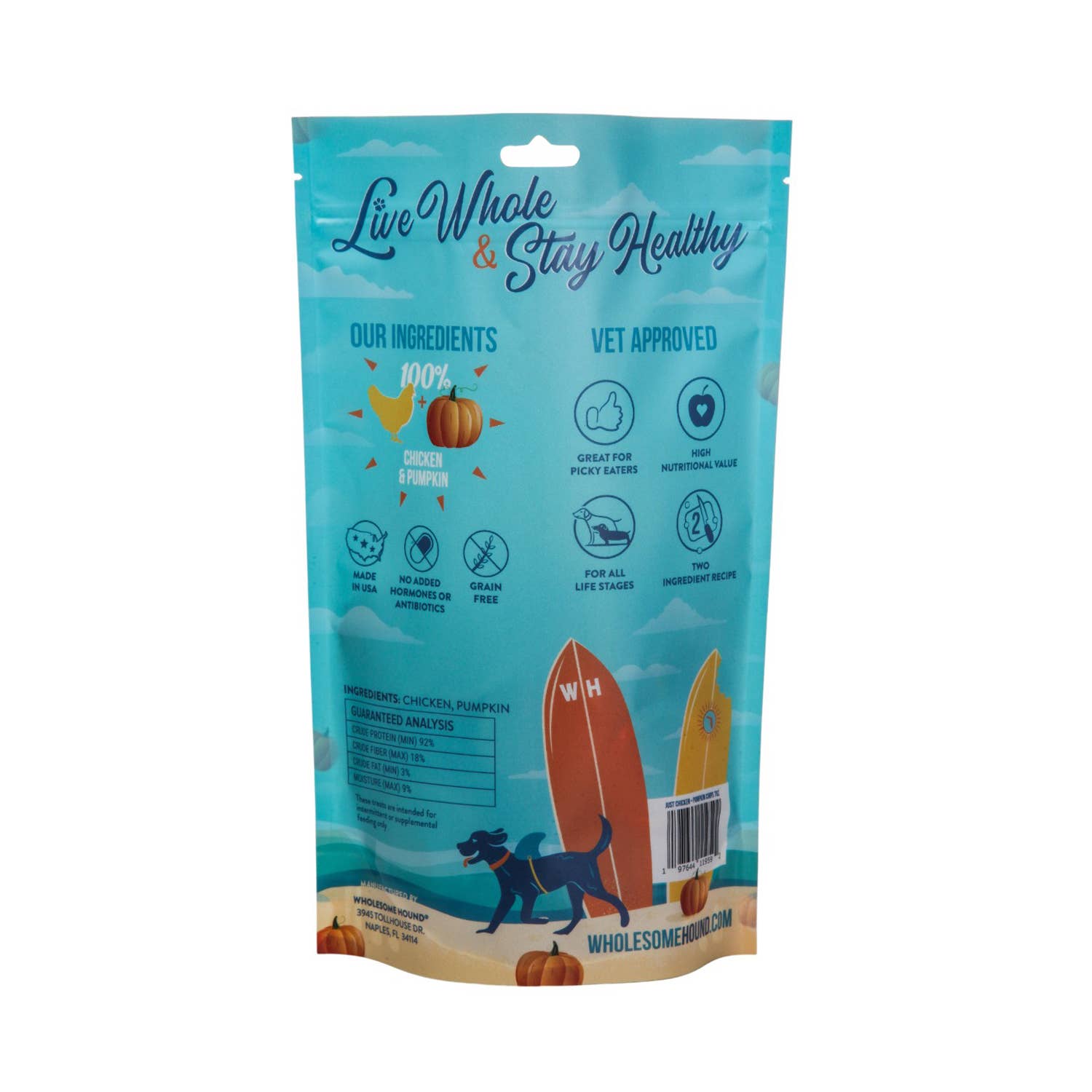 Wholesome Hound - Wholesale Pet Treats - Dog - Just Chicken & Pumpkin Chips 7oz1