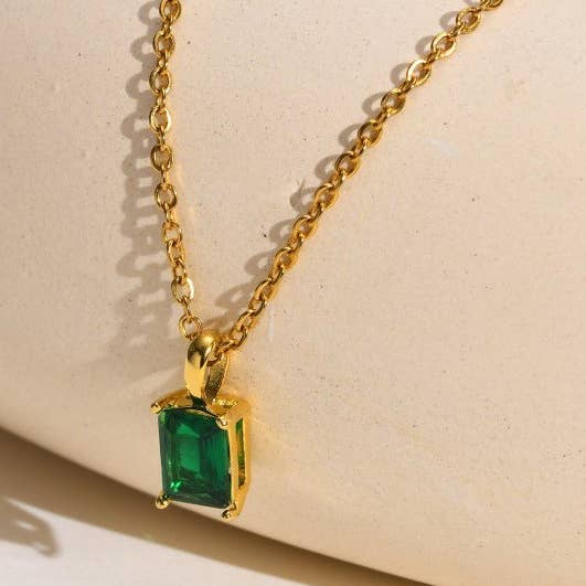 JOSSLYN by wall to wall - Wholesale Pendant/Charm Necklace - 18K STAINLESS STEEL TARNISH FREE GLASS NECKLACE | 40NK9444