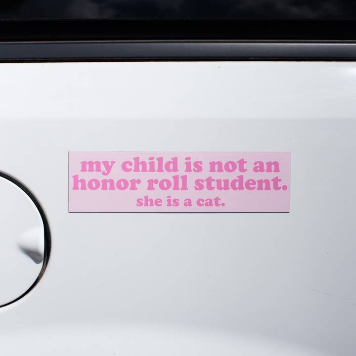 A Shop of Things - Wholesale Car Decorative Charm - Women's - Honor Roll Cat Bumper Magnet- Pink4