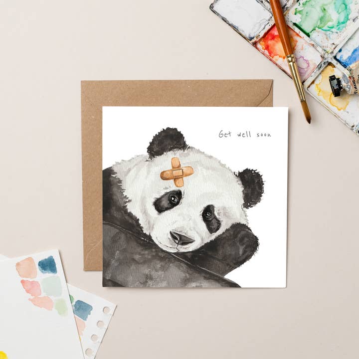 Carte Panda Get Well Soon pour la vente par lil wabbit