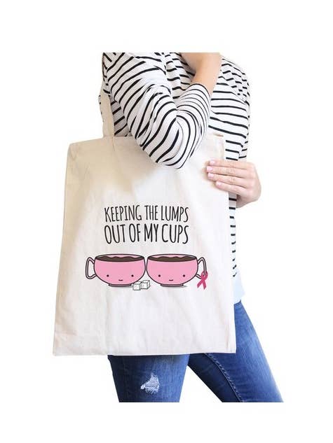 Väska i canvas mot bröstcancer – Keeping The Lumps Out Of My Cups för wholesale av 365 In Love