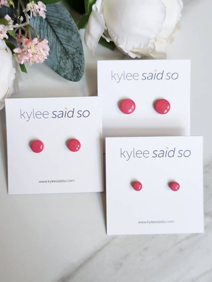 Simple Stud Earrings | Minimalist Style | True Pink for wholesale by Kylee Said So