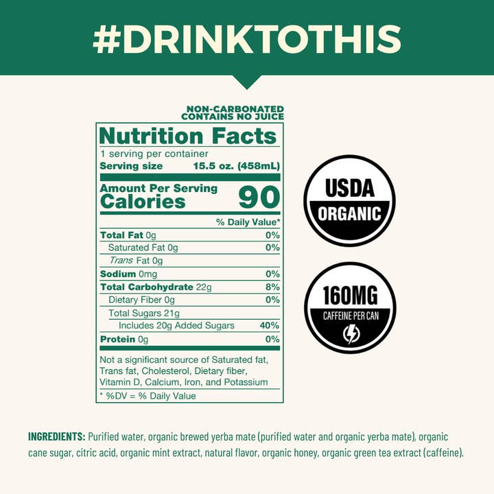 CLEAN Cause - Wholesale Iced Tea - Organic Mint & Honey Non-Carbonated Yerba Mate Tea - 12-pack2