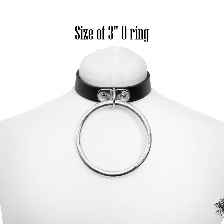 8th Sin - Wholesale Choker/collar - Black Studded D and O Ring Choker - Black Studded Collar8