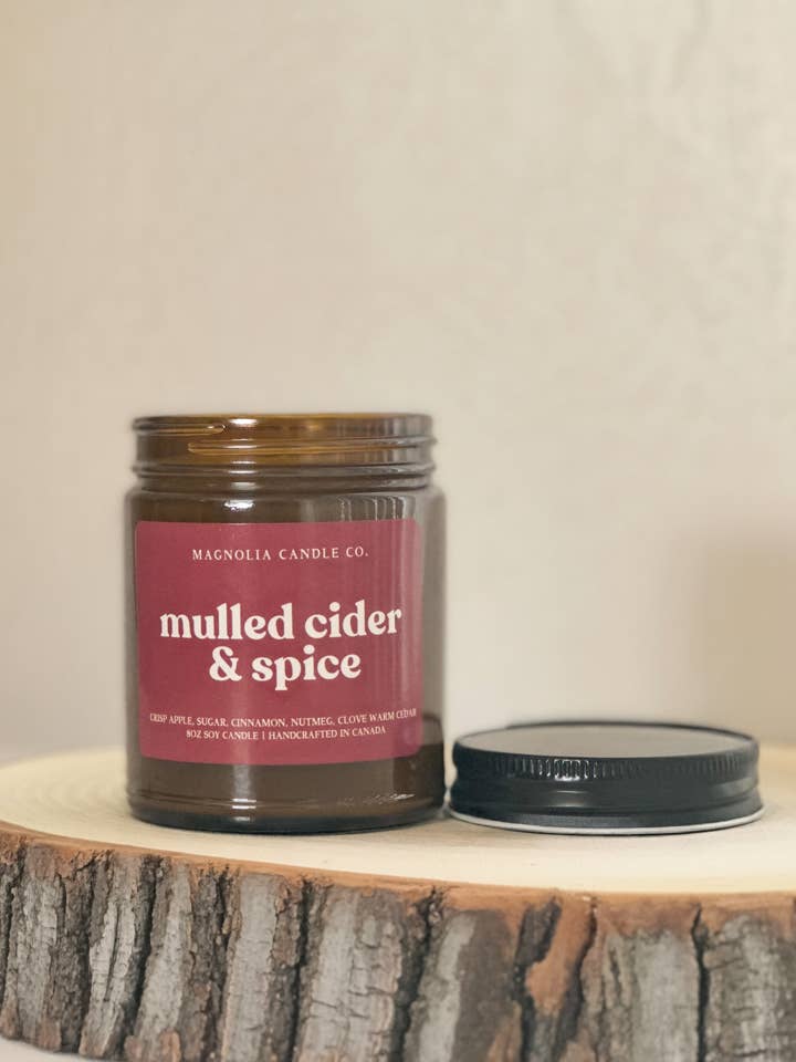 Mulled Cider & Spice - Fall | Holiday Candle - Amber Jar 8oz for wholesale by Magnolia Candle Company