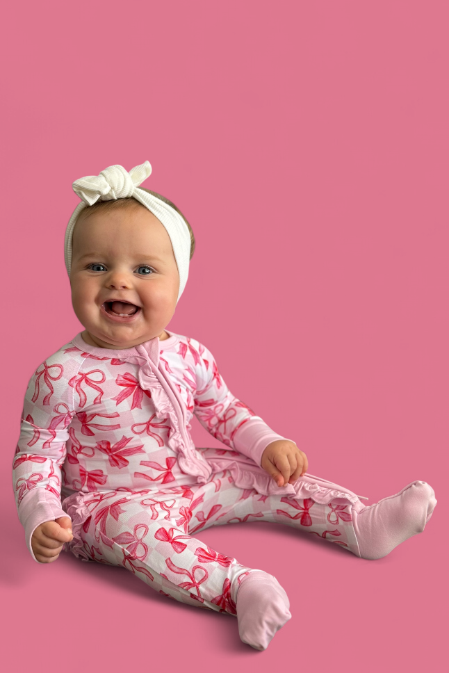 Dream Big Little Co. - Wholesale Jumpsuit - Baby - BOW CHECKERED CHARM DREAM RUFFLE ROMPER12