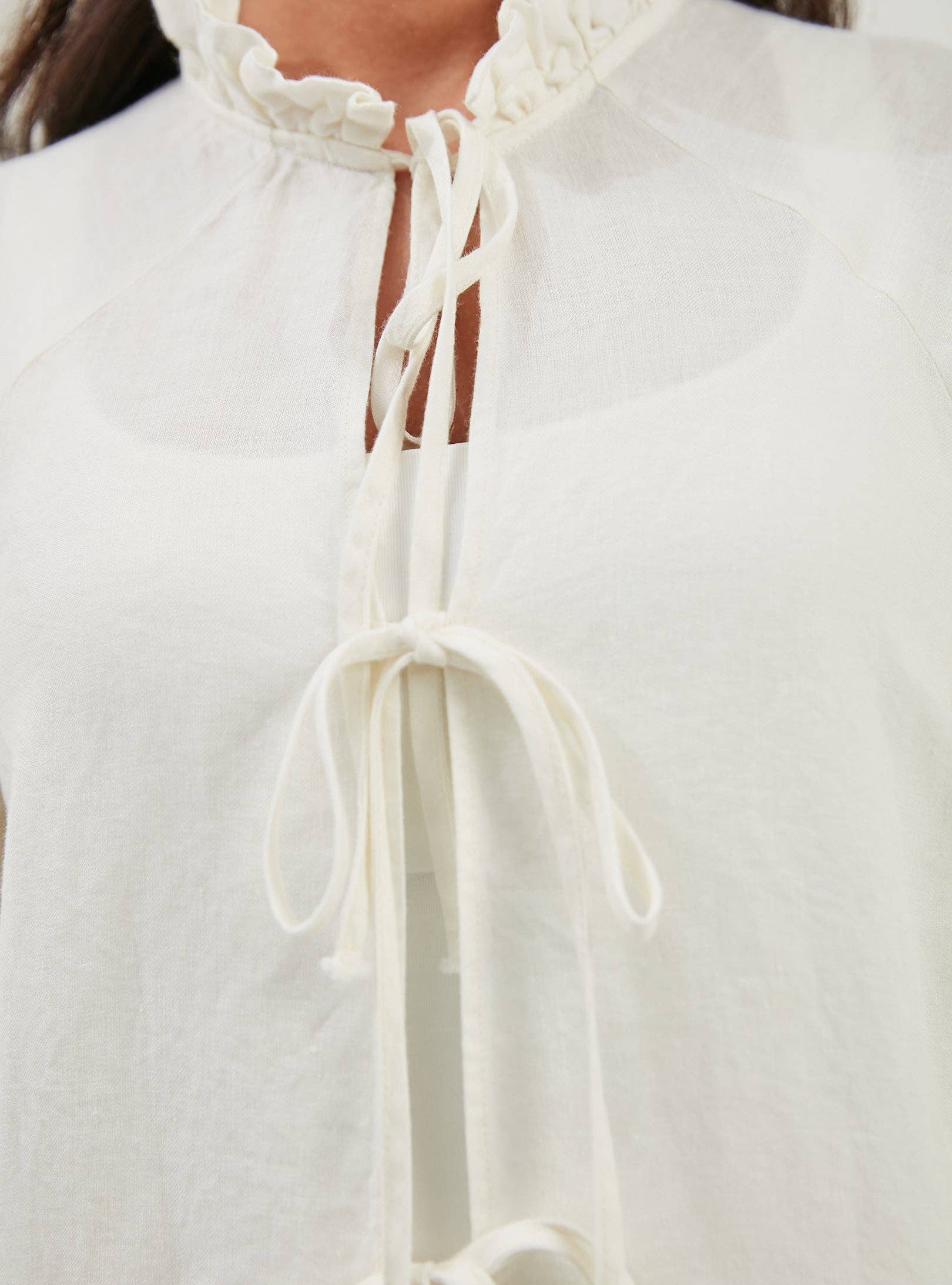 Store WF – wholesale Top & pants set (NOT Loungewear) – Women's – 100% Washed Linen Off-White Balloon Sleeve Kimono Trousers Set7