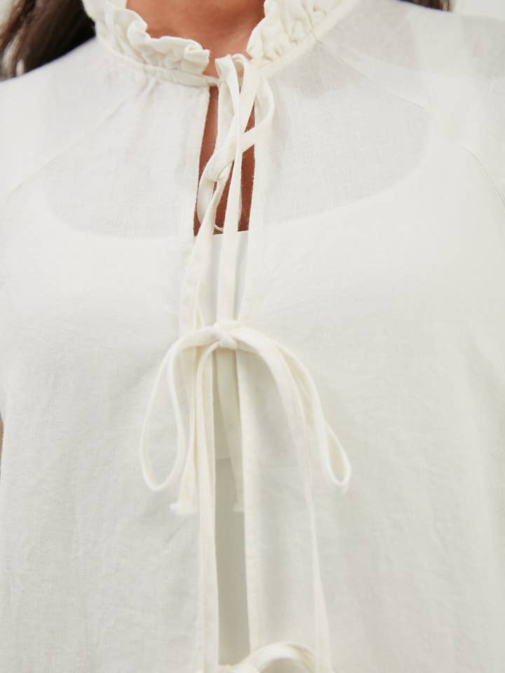 Store WF – wholesale Top & pants set (NOT Loungewear) – Women's – 100% Washed Linen Off-White Balloon Sleeve Kimono Trousers Set7