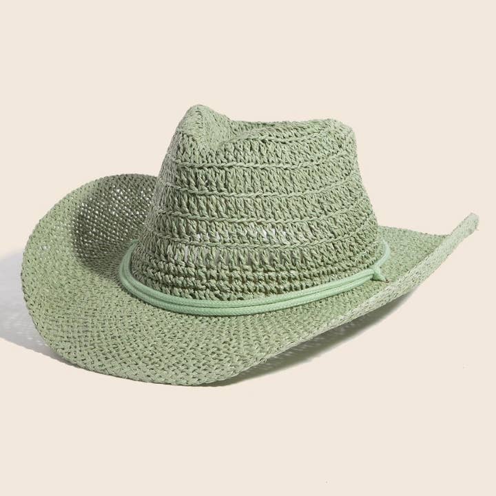 Western Straw Braided Double Rope Cowboy Hat for wholesale by Anarchy Street