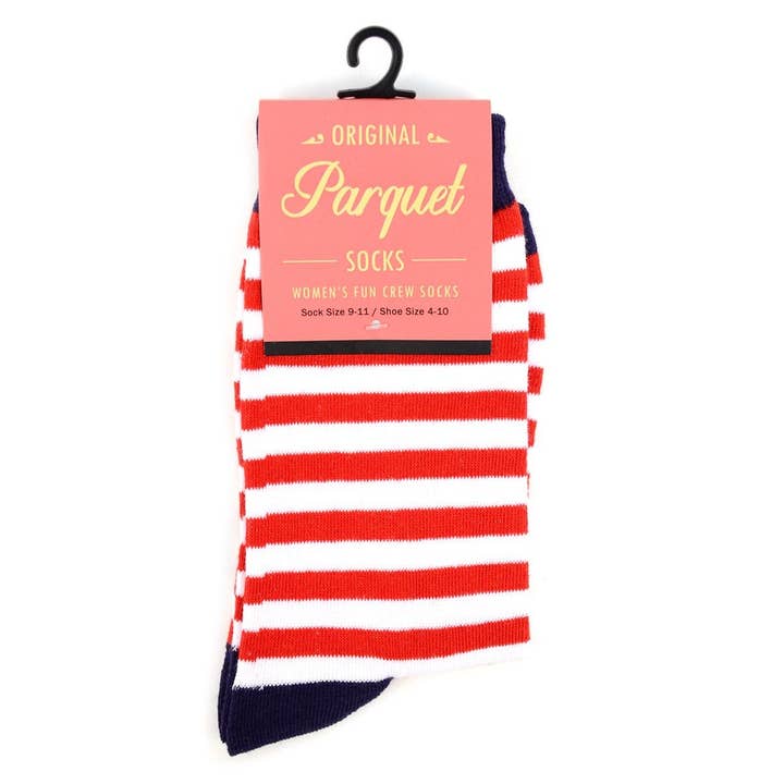 Selini New York - Wholesale Socks - Women's - Women's Red & White Stripes Novelty Socks