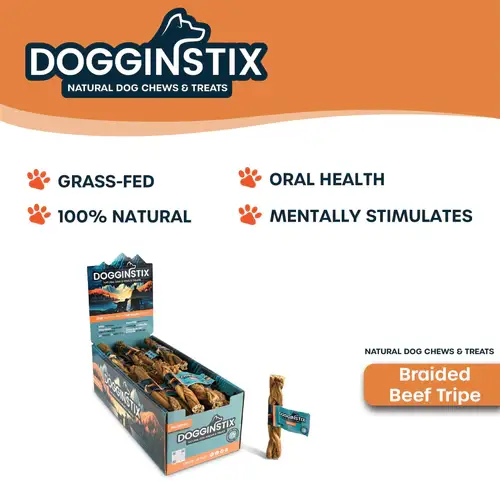 Dogginstix - Wholesale Pet Treats - Dog - 6" Braided Beef Tripe Sticks4