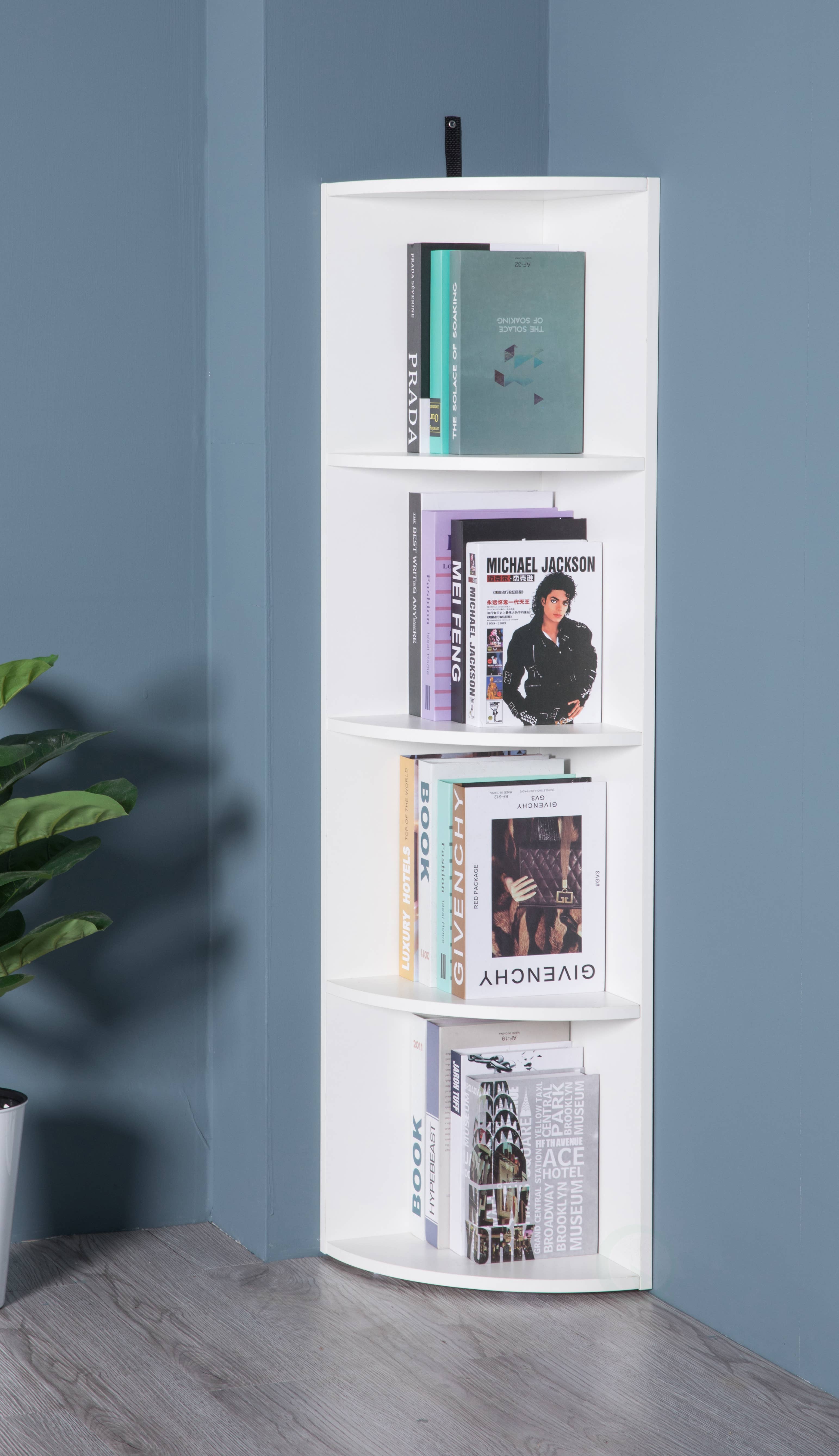 Quickway Imports - Wholesale Bookcase - Durable 4-Tier Wooden Corner Bookshelf, For Small Spaces6