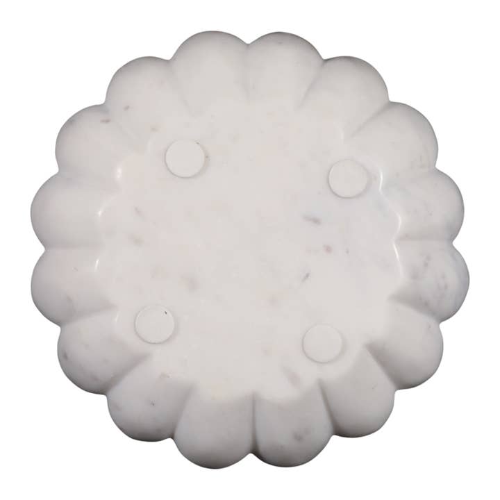 Sagebrook Home - Wholesale Decorative Plate/Dish/Bowl - Marble Round Veined Shell Shaped Bowl - White, 12 in.10