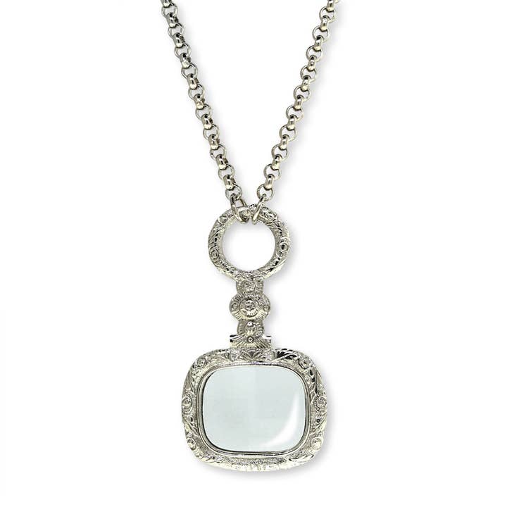 1928 Jewelry Retro Square Magnifying Glass Necklace 32" - Ma for wholesale by 1928 Jewelry