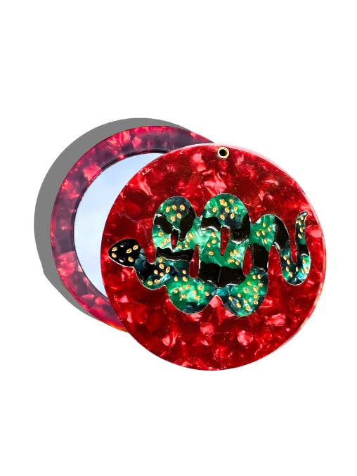 Espejo compacto Snake pintado a mano | Ecológico para venta al por mayor de Solar Eclipse