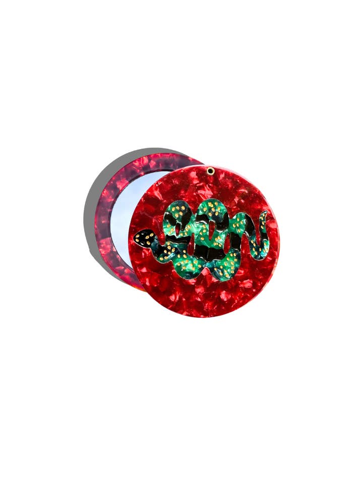 Miroir compact Snake peint à la main | Écologique pour la vente par Solar Eclipse