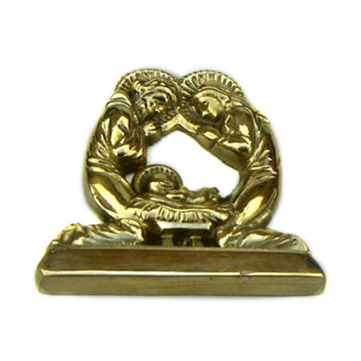 India Overseas Trading Corporation - Wholesale Decorative figurine - Solid Brass 3" Beautiful Mary, Joseph & Jesus Set Gold Color