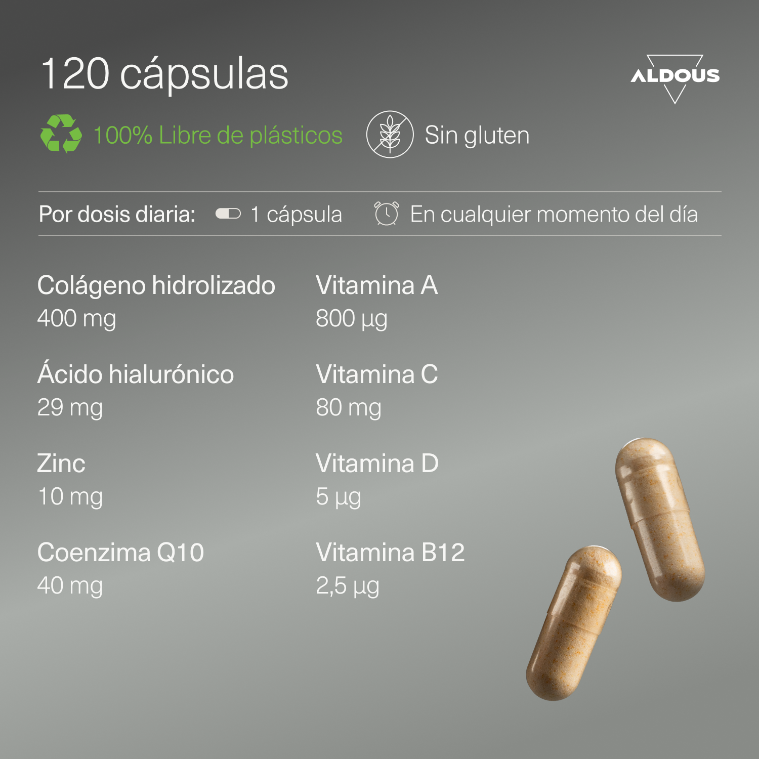 Aldous Bio – Suplemento/vitamina oral por atacado – Aldous Colágeno com Ácido Hialurônico | 120 cápsulas2