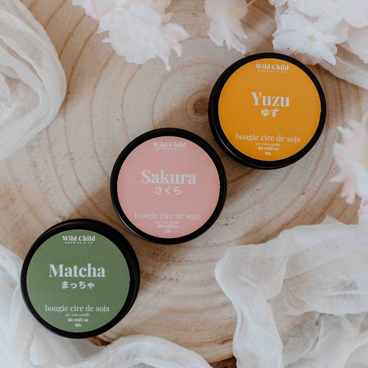 WILD CHILD Bougies & Co - Wholesale Jar/Filled Candle - “Yuzu” - Natural scented candle - 12h4