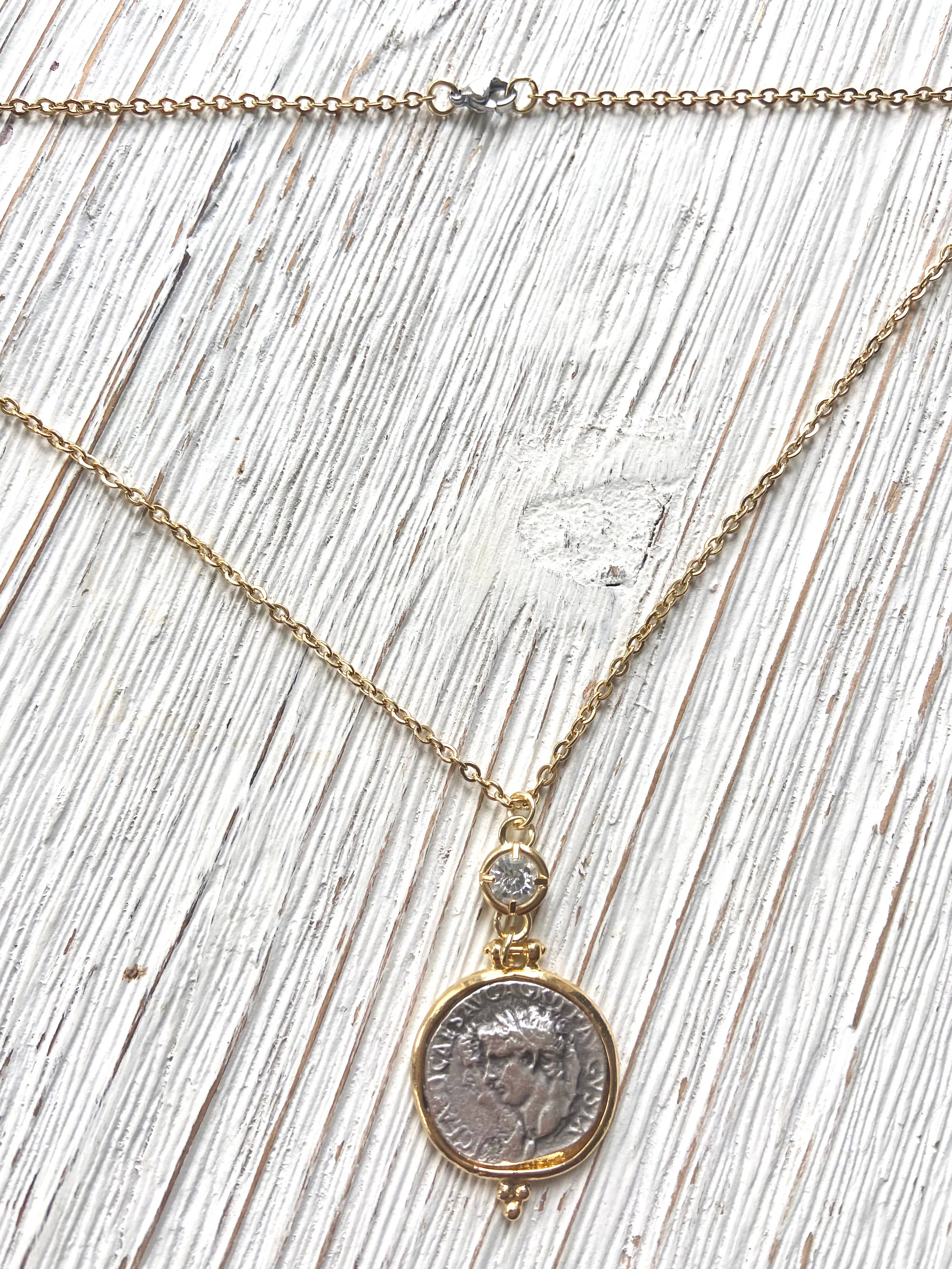VB&CO Designs Handmade Jewelry - Wholesale Pendant/Charm Necklace - Greek coin necklace non tarnishing jewelry boutique4