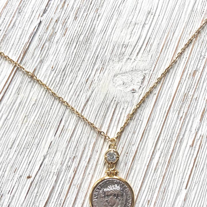 VB&CO Designs Handmade Jewelry - Wholesale Pendant/Charm Necklace - Greek coin necklace non tarnishing jewelry boutique4