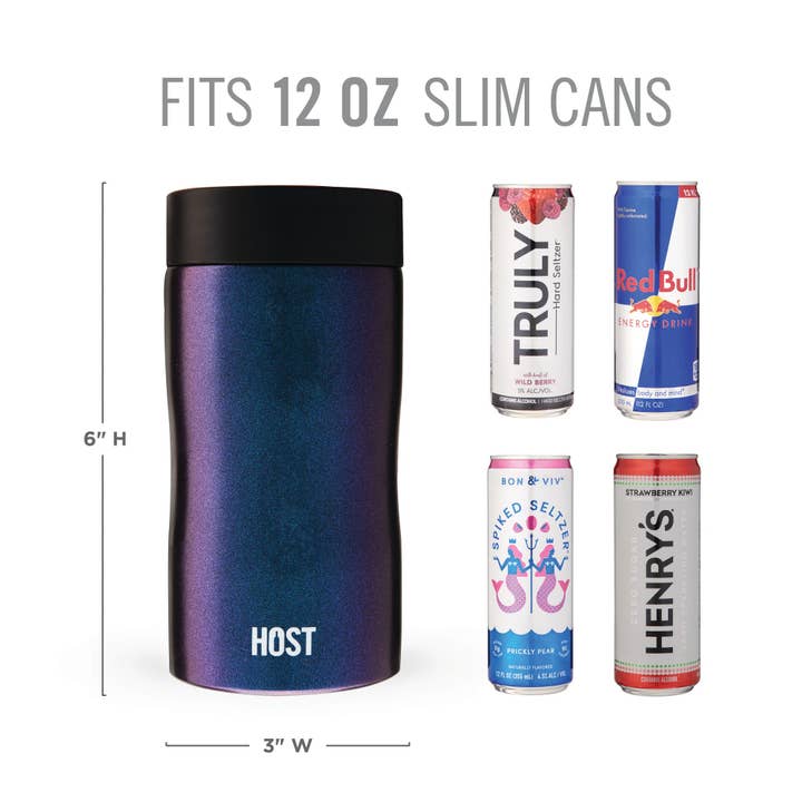 HOST - Wholesale Drink Huggers & Koozies - Stay-Chill Insulated Can Cooler - Slim Cans - Galaxy Black