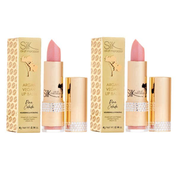 Silk oil of Morocco - Venta al por mayor Conjunto de bálsamos labiales - Bálsamo labial de argán, paquete doble, piña colada, paquete económico