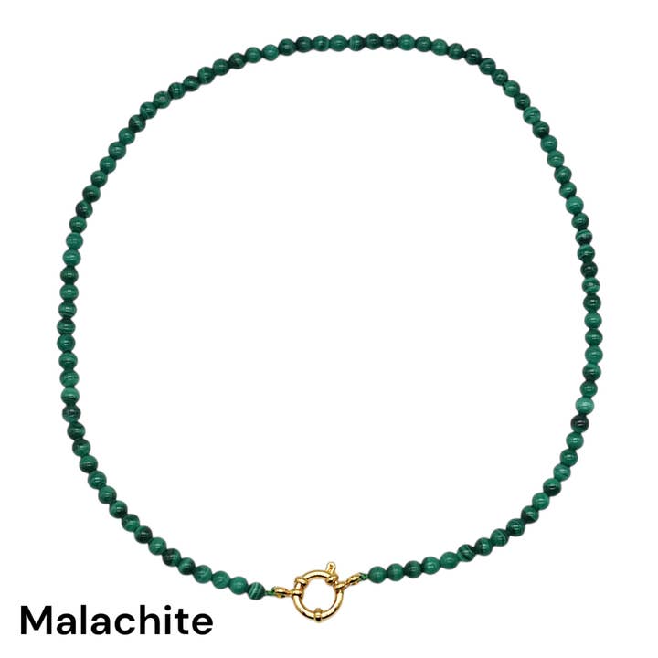 Foliesbijoux - Wholesale Beaded/Pearl Necklace - 43 cm necklace in 4 mm with gold-plated stainless steel buoy clasp (20 stones available)19