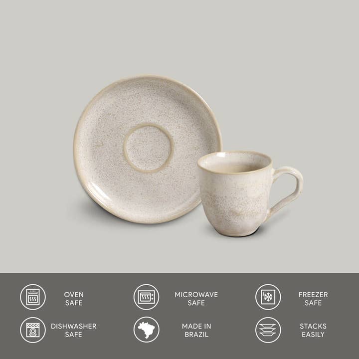 Ivory Organic Expresso coffee cup and Saucer 4.06 Oz Latte for wholesale on Faire2