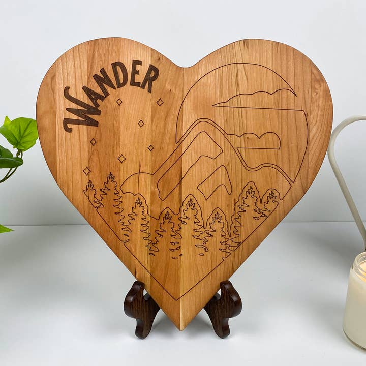 Customized Cherry Serving Board - Heart Cutting Board for wholesale by Buzzee Boards USA