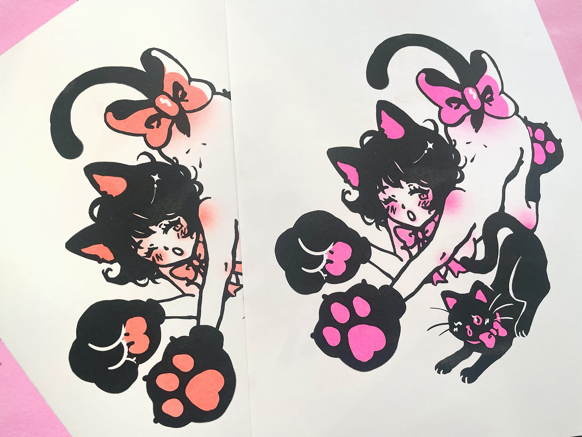 Cambrasine - Wholesale Art Print - Cat Nap Risograph Print2