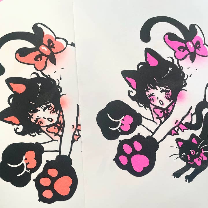 Cambrasine - Wholesale Art Print - Cat Nap Risograph Print2