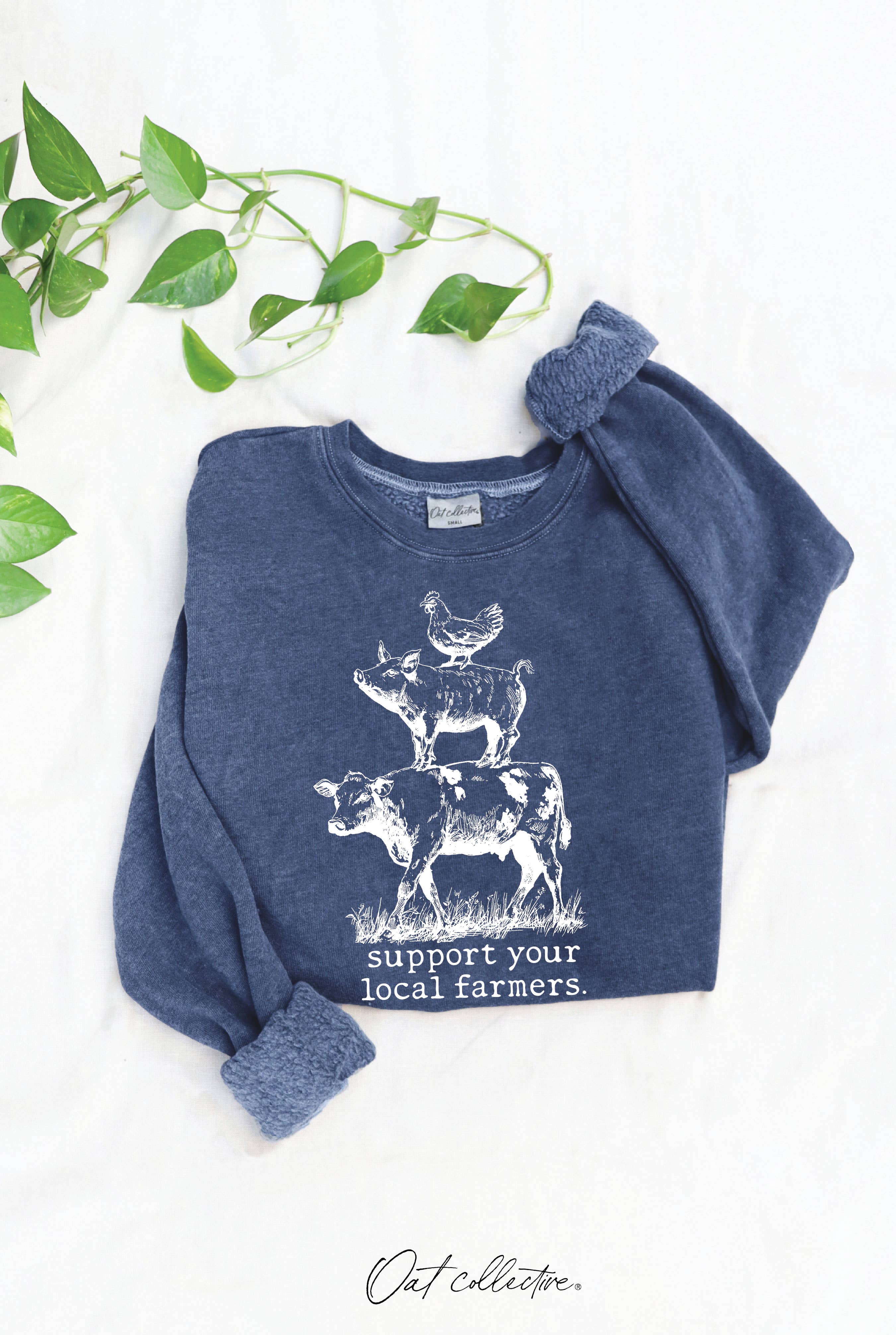 OAT COLLECTIVE - Wholesale Graphic Sweatshirt - Women's - SUPPORT YOUR LOCAL FARMERS Mineral Graphic Sweatshirt0