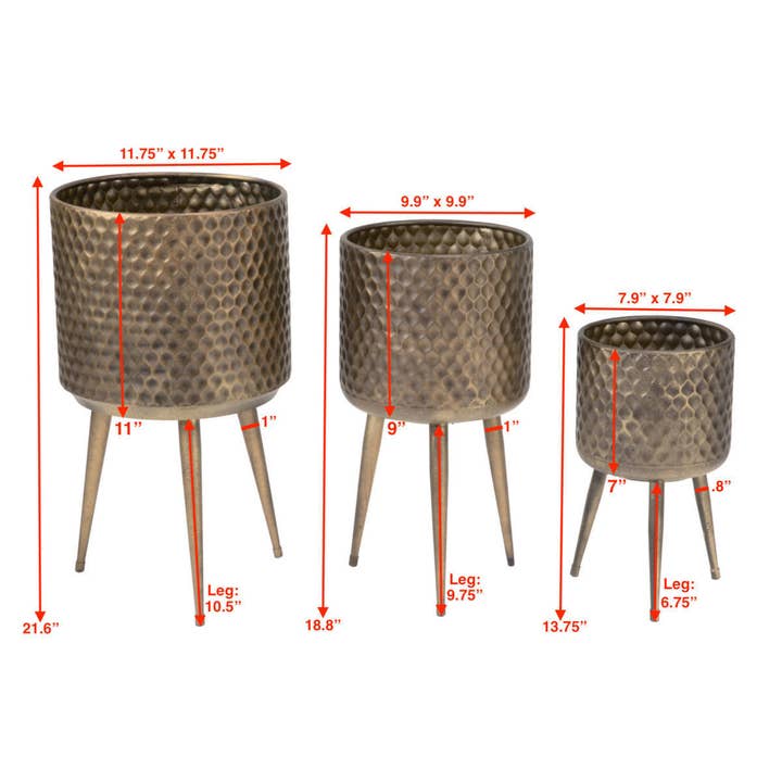 Tripar International - Wholesale Plant Pot Stand - Textured Metal Bins - Set of 34