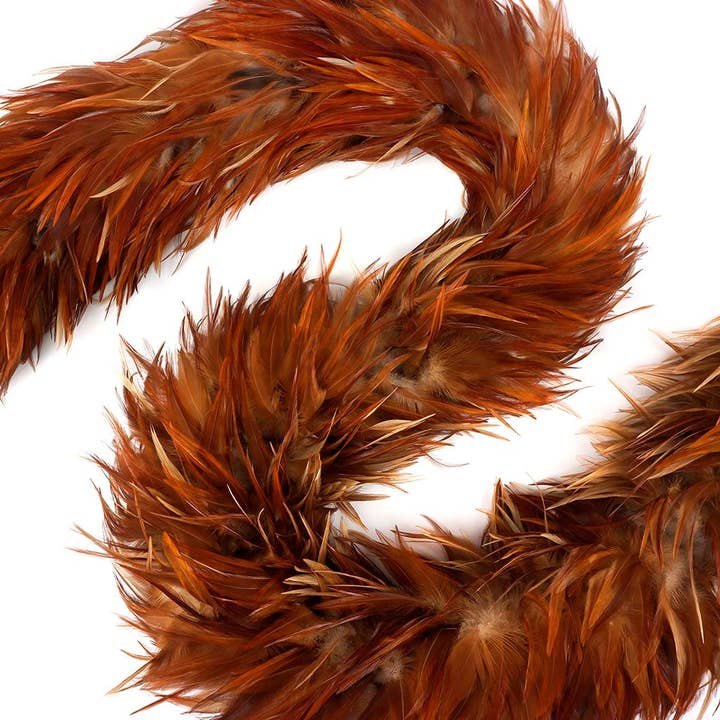 Red Saddle Rooster Feather Boa 7-8" - Natural for wholesale by Zucker Feather Products