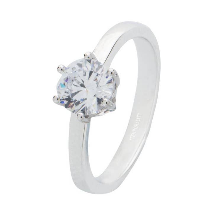 5.25mm silver solitaire ring med zirkoniumoxid för wholesale av Itemporality