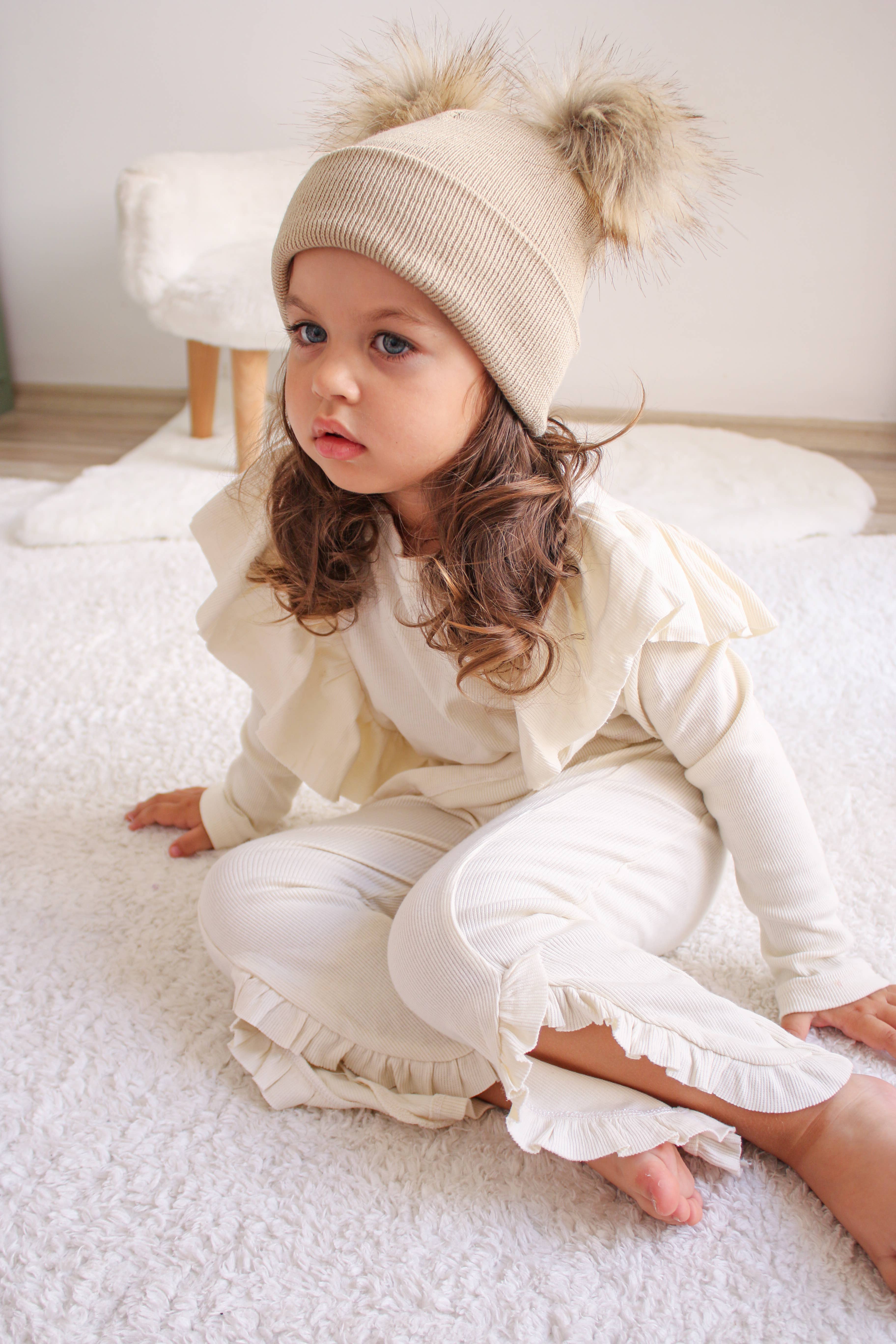Himmelberg Baby - Wholesale Beanie - Kids - Beige Pom Pom Baby/Kid's Beanie, Newborn to 8 Years, Unisex12