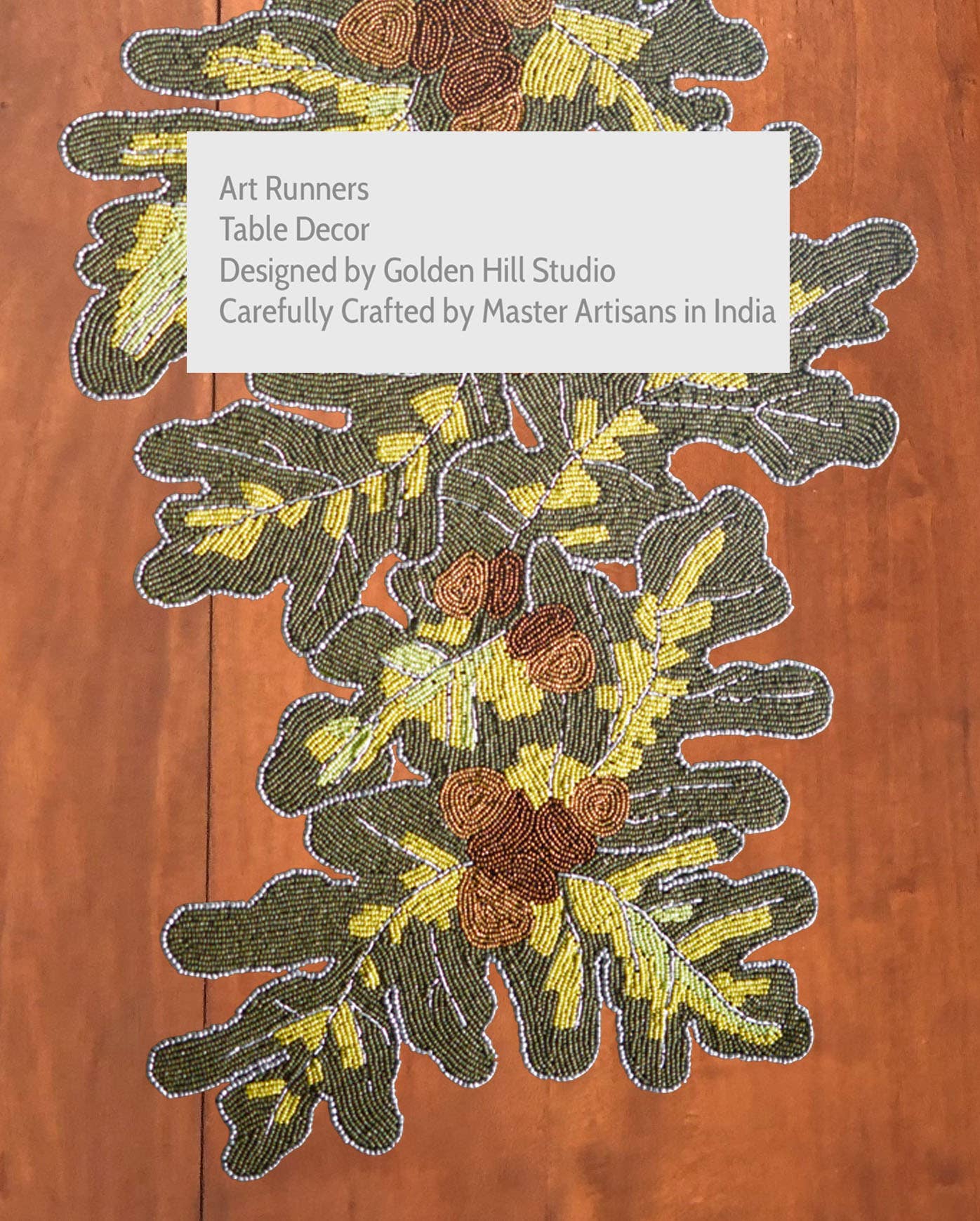 Golden Hill Studio - Wholesale Table Runner - Acorn Beaded Table Runner4