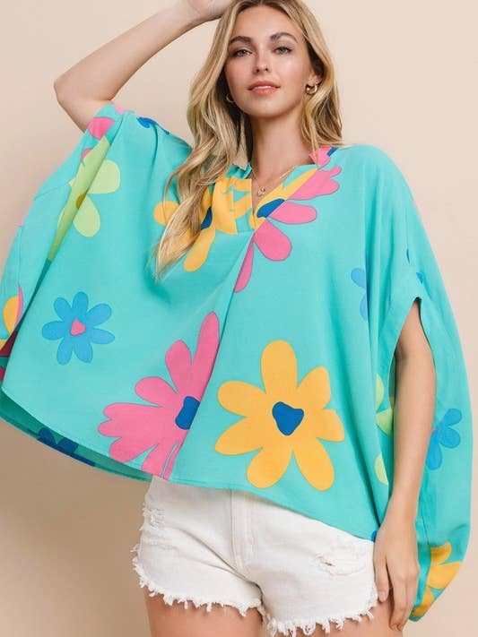 Plus V-halslijn met bloemenprint voor wholesale door Oddi