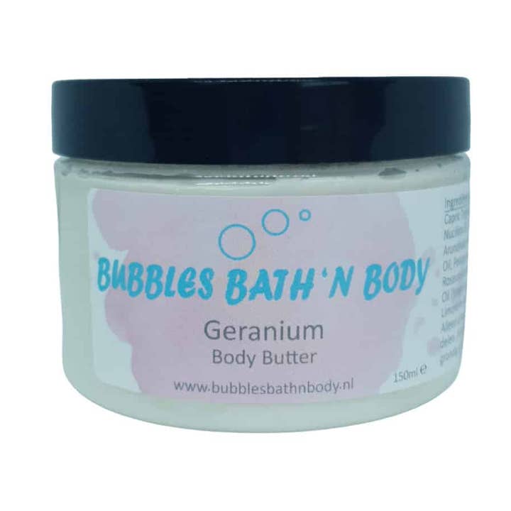 Geranium | Avkopplande rosengeranium kroppssmör M för wholesale av Bubbles Bath 'n Body