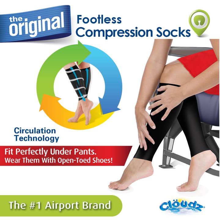 Cloudz - Wholesale Socks - Unisex - Cloudz Footless Compression Socks (Fits Small/Medium) Black
