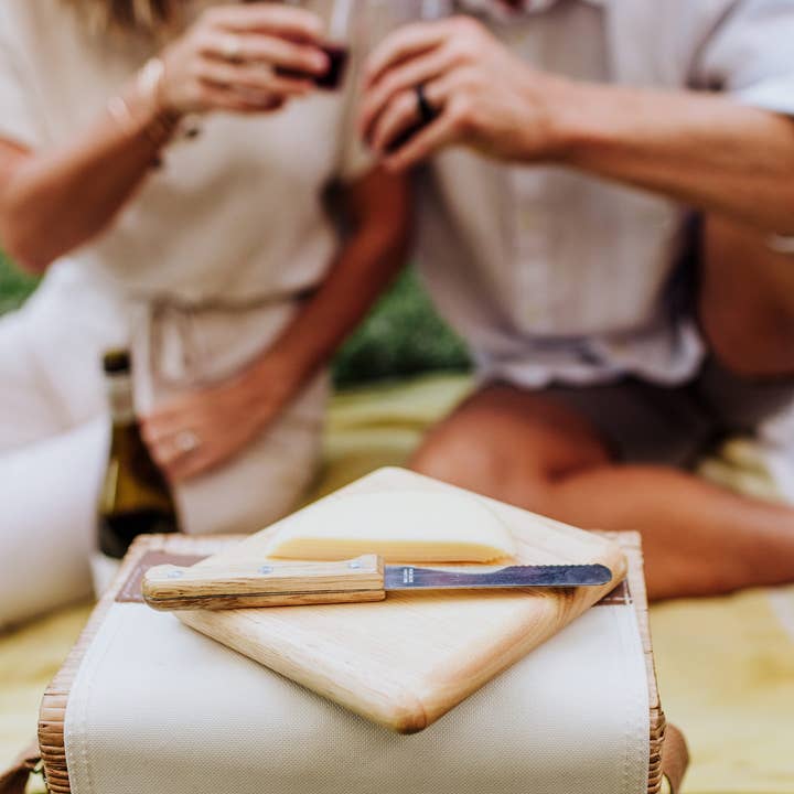 Beige Canvas Corsica Wine & Cheese Picnic Basket for wholesale on Faire26