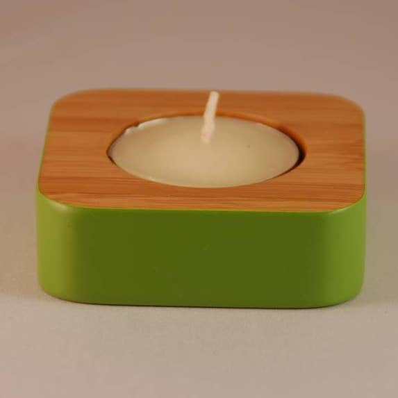 Rataplan Design värmeljushållare i bambu med grön kant för wholesale av Rataplan Design