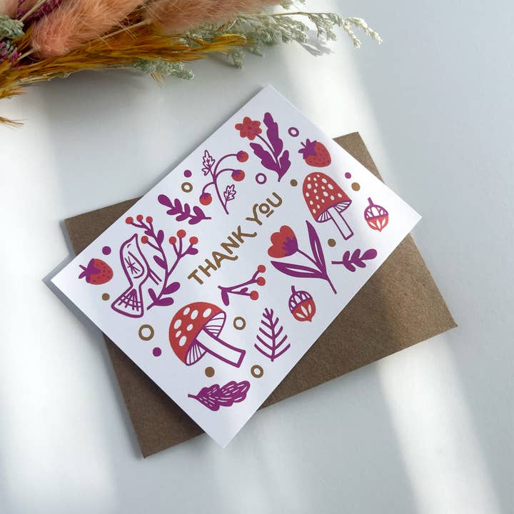 Folksy Thank You Mini Card for wholesale by Paper Parasol Press