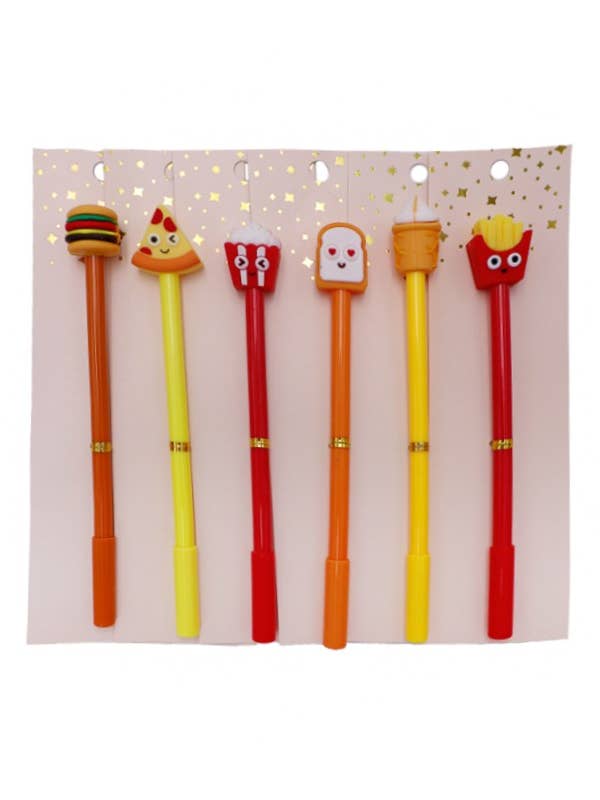 Animated Food Accent 12 Bundle Set Ball Point Gel Ink Pen for wholesale by Cap Zone