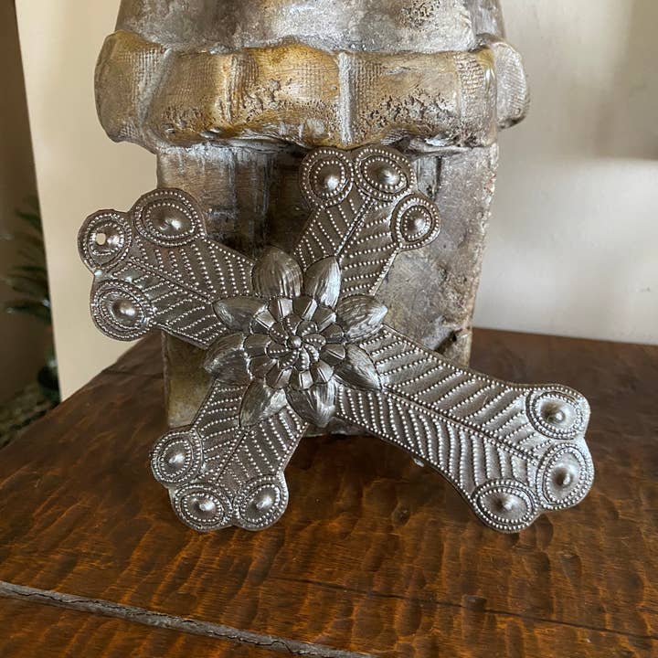 Haiti Fair Trade~ It's Cactus - Wholesale Wall Cross - Recycled Metal Cross, Milagro, Upcycled Art  5" x 7"