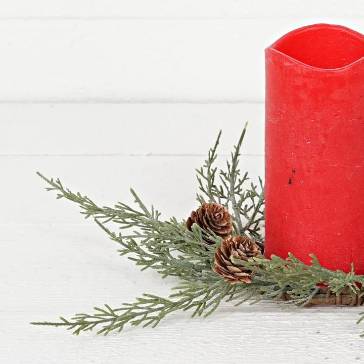 Holiday Depot Inc. - Wholesale Wreath - 32083-3.5in(12)Ring-Flocked sage Cedar w. birchcones3