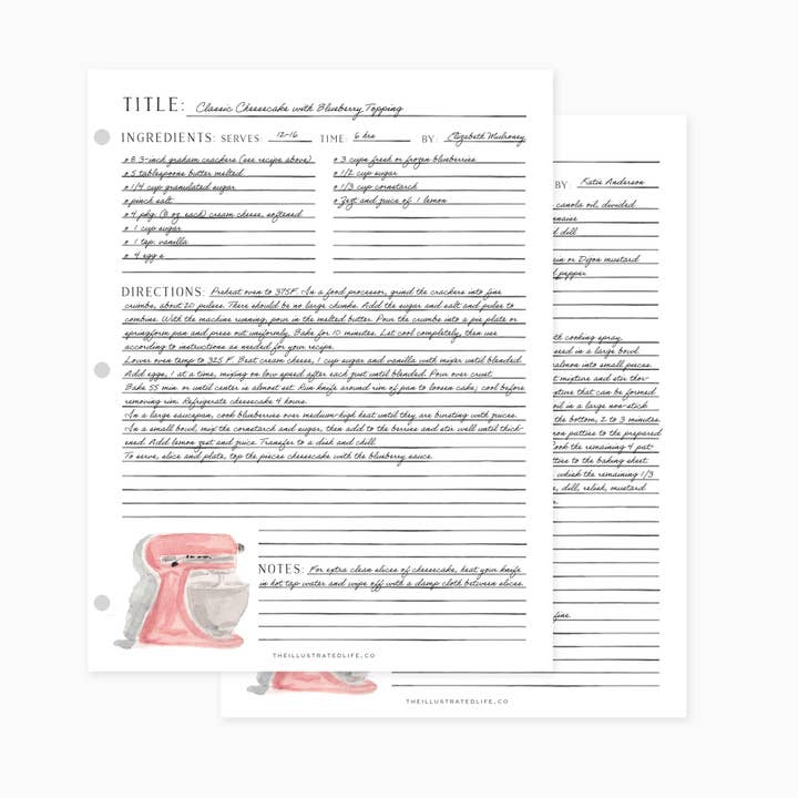 The Illustrated Life – Engroshandel Opskriftskort – Opskrift Binder Filler Sider2